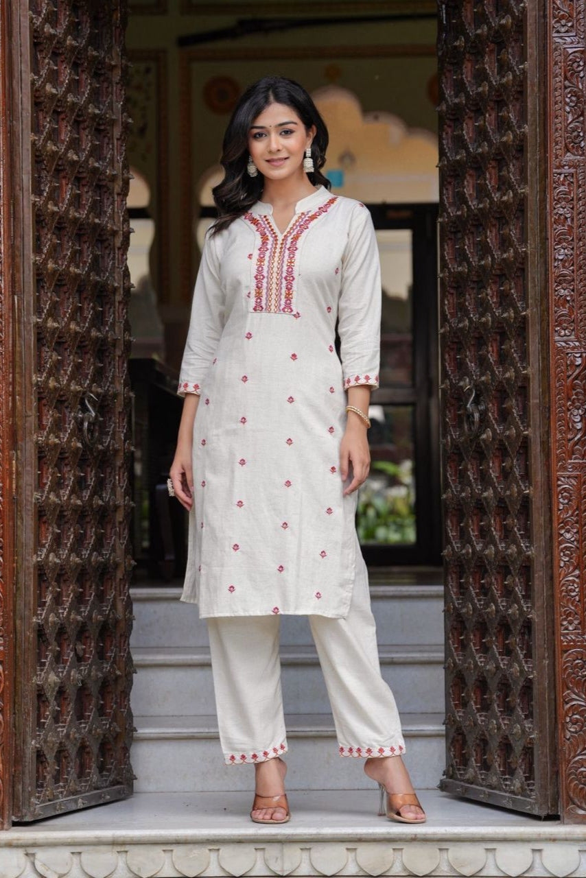 Our elegant designer printed kurta & plazzo with dupatta co-ord set set pure cotton. - Vastra Gehna