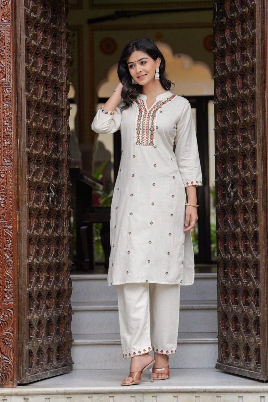 Our elegant designer printed kurta & plazzo with dupatta co-ord set set pure cotton. - Vastra Gehna