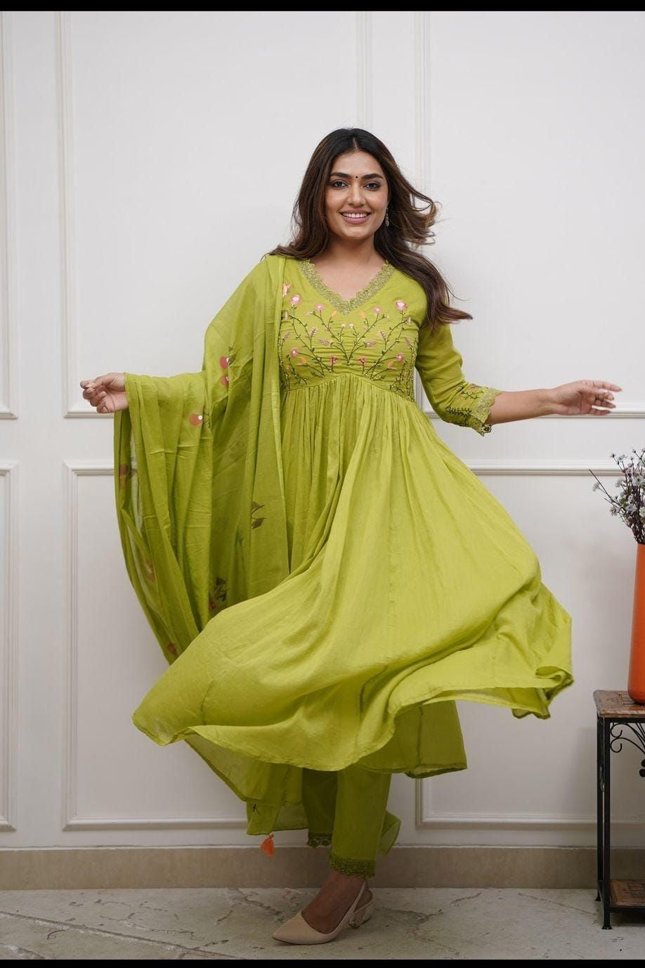 Our elegant designer work kurta & plazzo with dupatta co-ord set pure cotton - Vastra Gehna