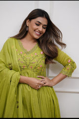 Our elegant designer work kurta & plazzo with dupatta co-ord set pure cotton - Vastra Gehna