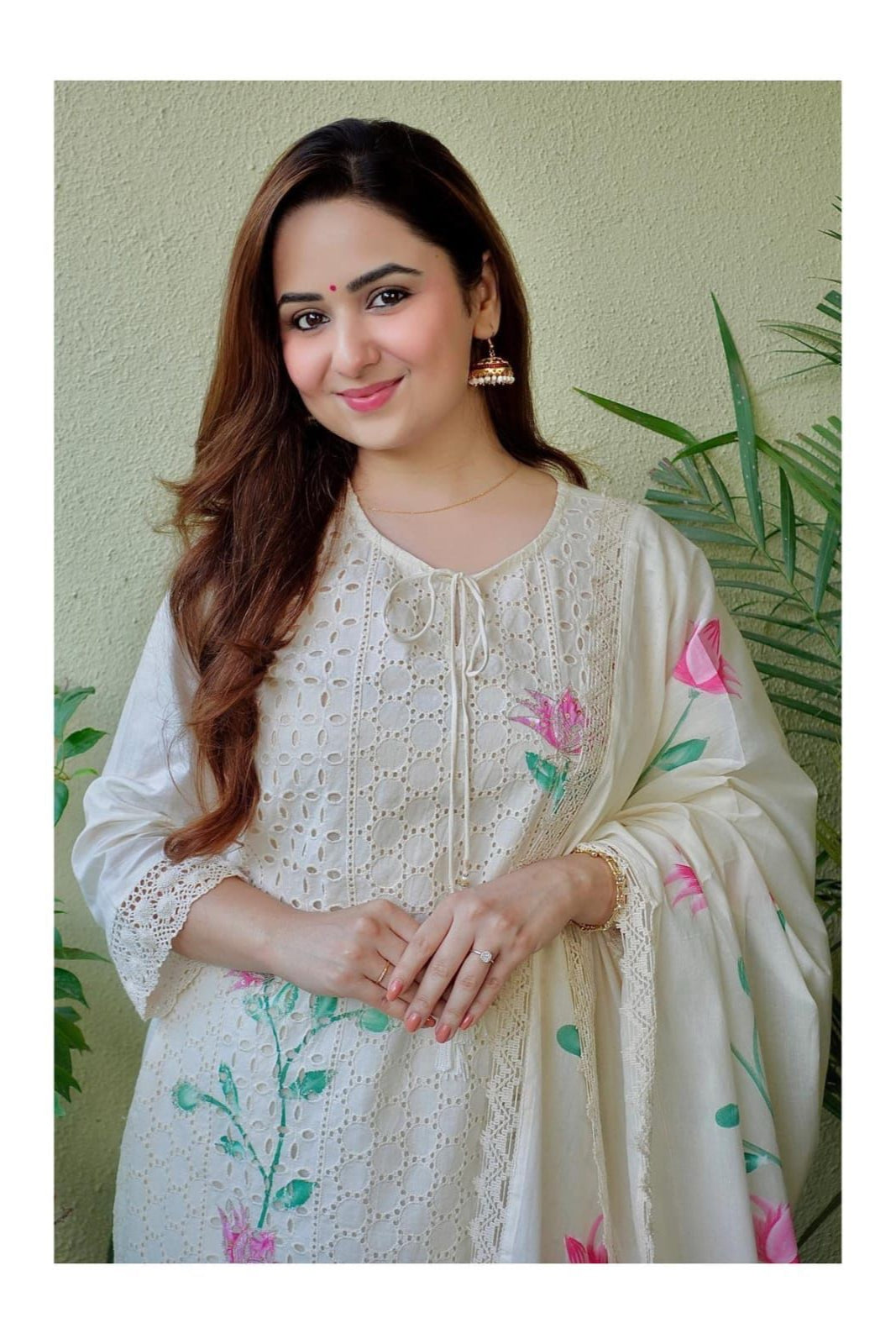 Our elegant designer printed kurta & plazzo with dupatta co-ord set set pure cotton. - Vastra Gehna