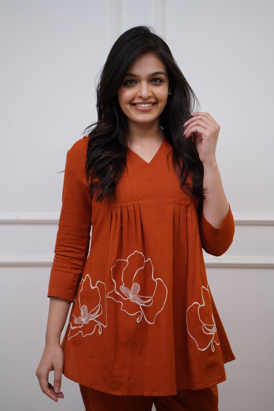 Our elegant designer printed kurta & plazzo co-ord set set pure cotton - Vastra Gehna