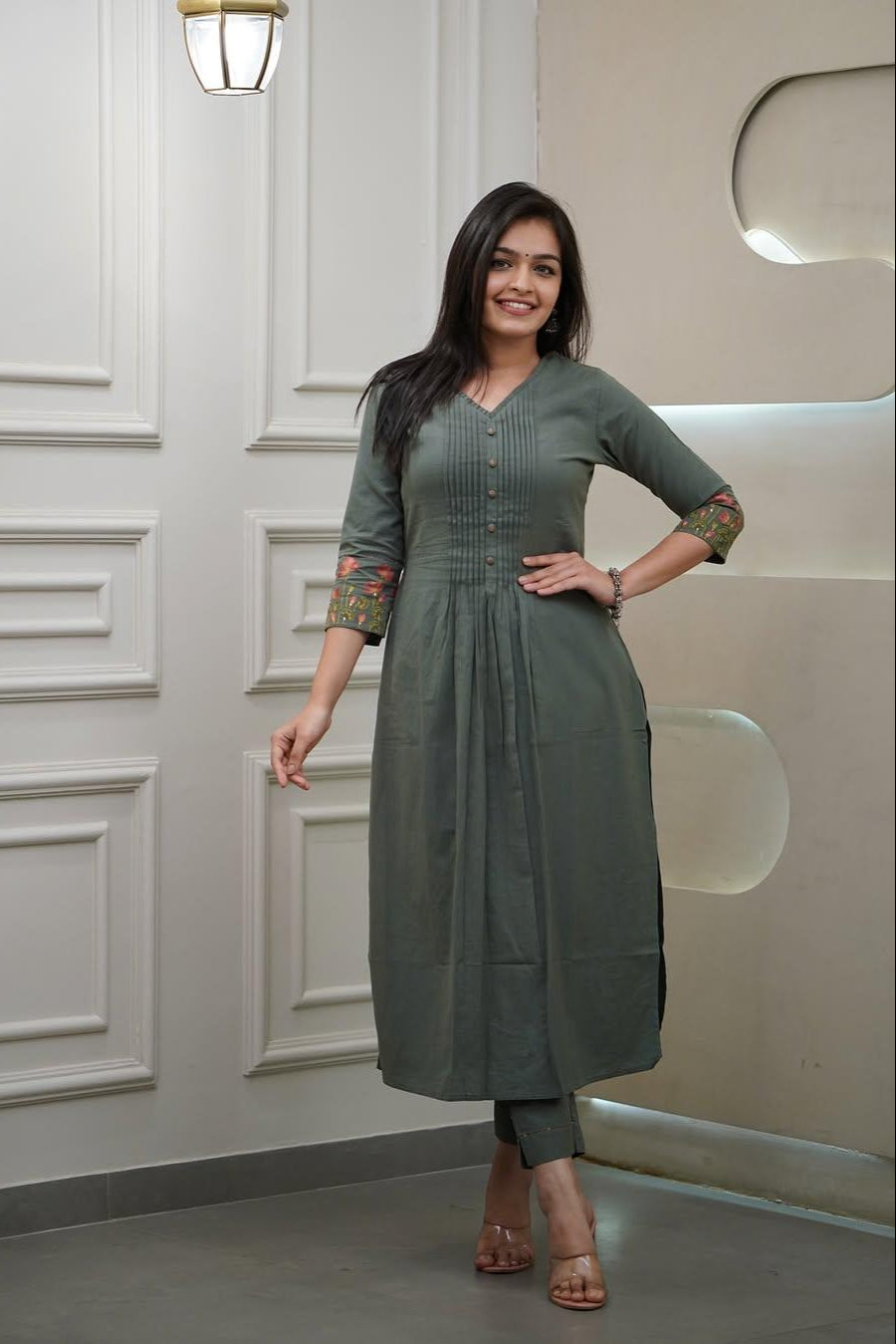 Our elegant designer printed kurta & plazzo co-ord set set pure cotton. - Vastra Gehna