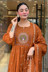 Our elegant designer thread kurta & plazzo with dupatta co-ord set pure cotton. - Vastra Gehna