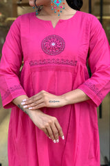 Our elegant designer thread kurta & plazzo with dupatta co-ord set pure cotton. - Vastra Gehna