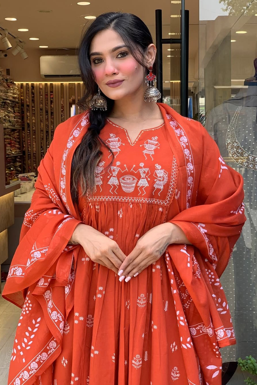 Our elegant black printed kurta wih plazzo with dupatta co-ord set pure cotton. - Vastra Gehna