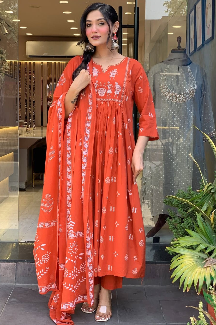 Our elegant black printed kurta wih plazzo with dupatta co-ord set pure cotton. - Vastra Gehna