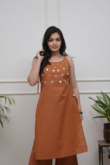 Our elegant mirrior work embroidary kurta wih plazzo co-ord set. - Vastra Gehna