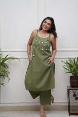 Our elegant mirrior work embroidary kurta wih plazzo co-ord set. - Vastra Gehna
