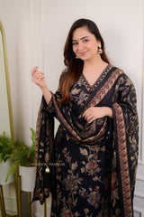 Our elegant designer printed kurta plazzo with dupatta co-ord set set pure cotton. - Vastra Gehna