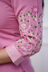 Our elegant designer printed kurta with plazzo co-ord set set pure cotton. - Vastra Gehna