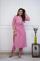 Our elegant designer printed kurta with plazzo co-ord set set pure cotton. - Vastra Gehna