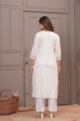 white Printed Cotton Flex Co-Ord Set - Vastra Gehna