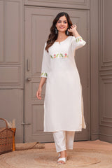 white Printed Cotton Flex Co-Ord Set - Vastra Gehna
