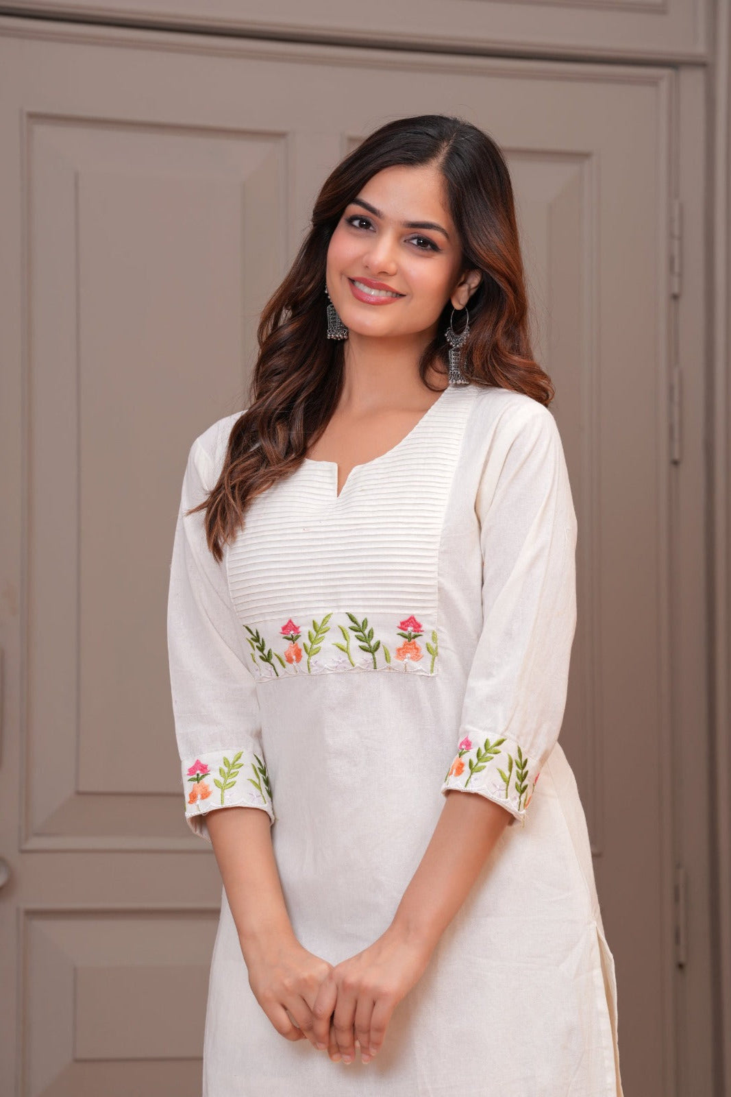 white Printed Cotton Flex Co-Ord Set - Vastra Gehna