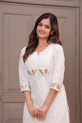 white Printed Cotton Flex Co-Ord Set - Vastra Gehna