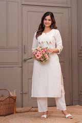 white Printed Cotton Flex Co-Ord Set - Vastra Gehna