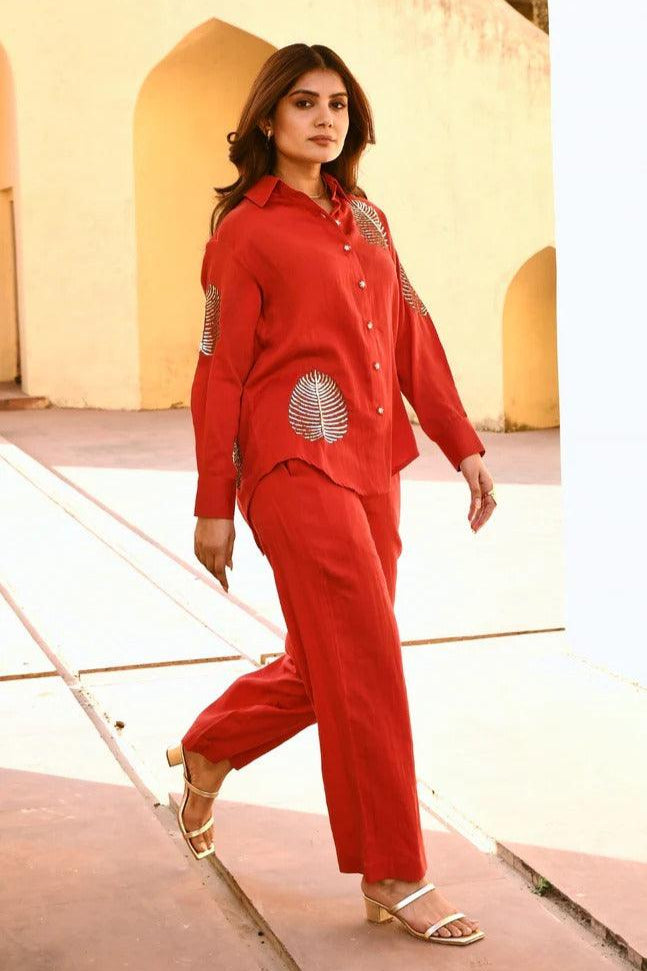 Our elegant designer shimmer kurta & plazzo co-ord set set pure cotton - Vastra Gehna