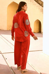 Our elegant designer shimmer kurta & plazzo co-ord set set pure cotton - Vastra Gehna