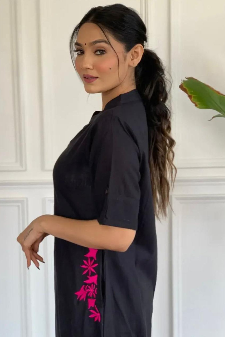 Our elegant designer Embroidary work & kurta with plazzo co-ord set pure cotton - Vastra Gehna