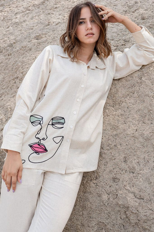 off white Printed Cotton Flex Co-Ord Set - Vastra Gehna