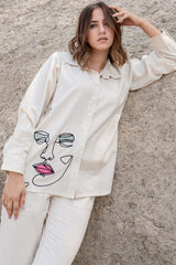 off white Printed Cotton Flex Co-Ord Set - Vastra Gehna