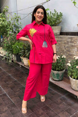 Our elegant designer printed kurta & plazzo co-ord set set pure cotton - Vastra Gehna