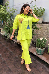 Our elegant designer printed kurta & plazzo co-ord set set pure cotton - Vastra Gehna