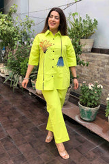 Our elegant designer printed kurta & plazzo co-ord set set pure cotton - Vastra Gehna