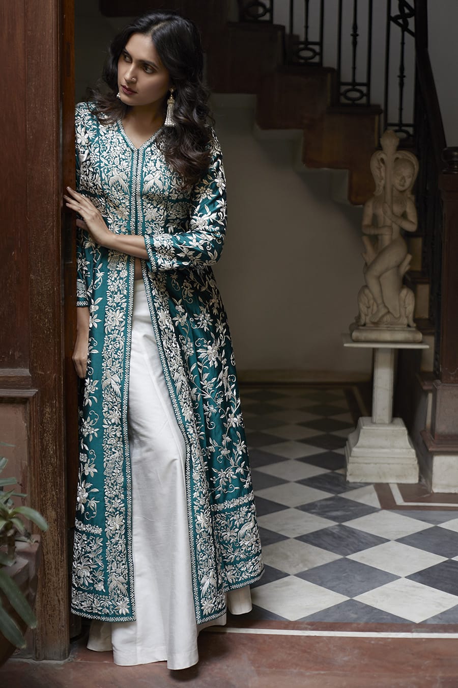 Our elegant designer printed kurta & plazzo co-ord set set pure cotton - Vastra Gehna