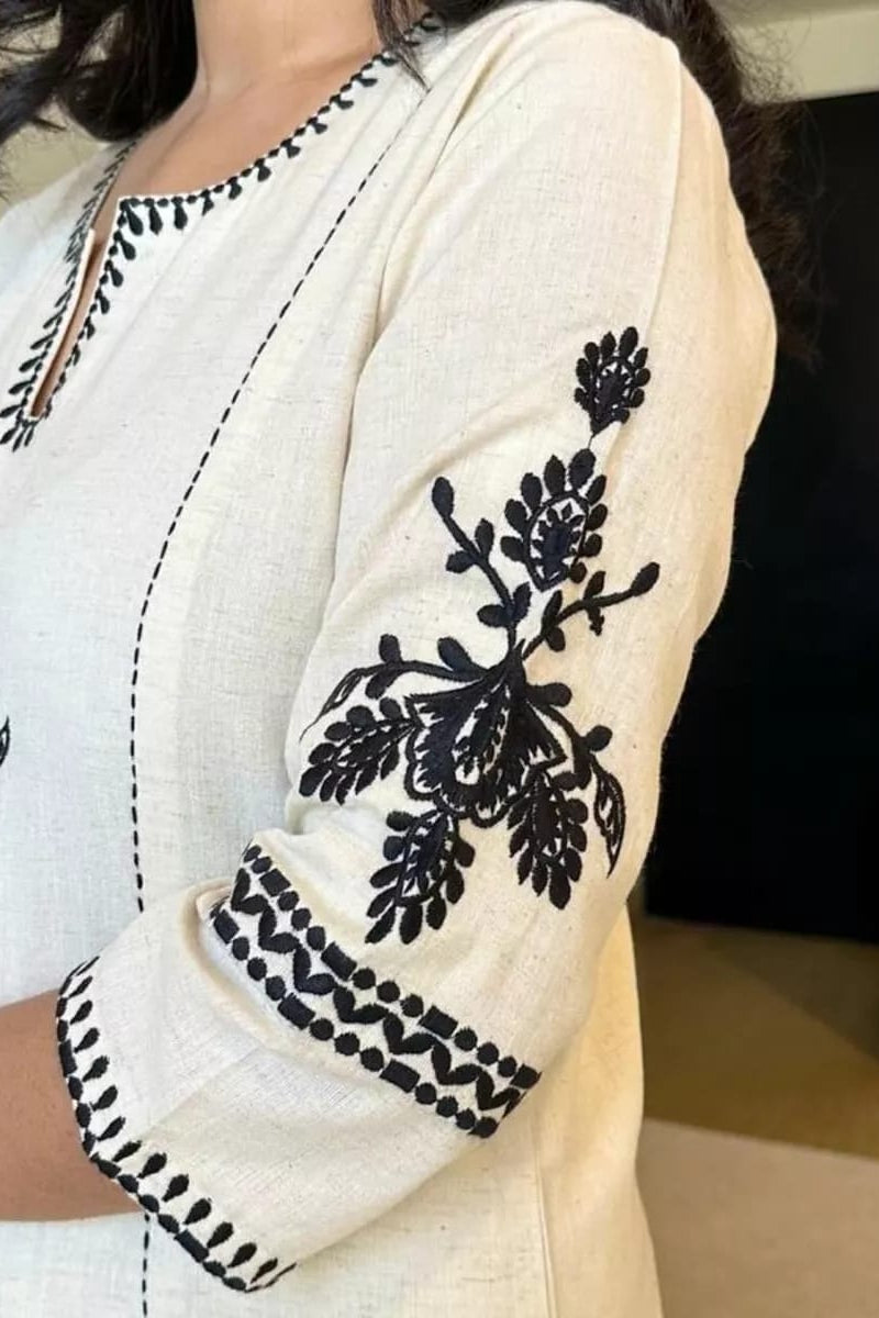 Our elegant designer thread kurta plazzo with dupatta co-ord set pure cotton. - Vastra Gehna