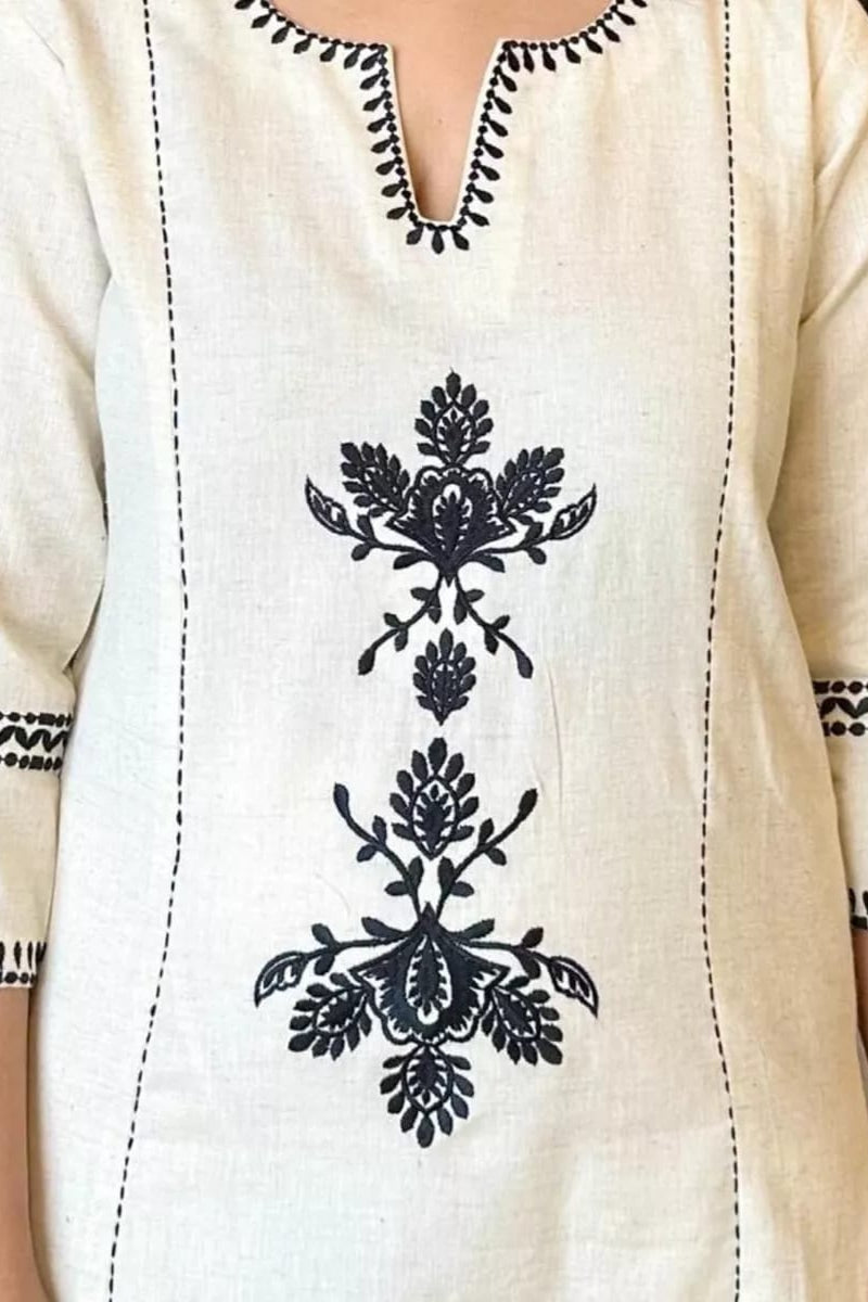 Our elegant designer thread kurta plazzo with dupatta co-ord set pure cotton. - Vastra Gehna