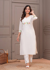 Our elegant designer kurta with pant co-ord set set pure cotton.