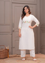 Our elegant designer kurta with pant co-ord set set pure cotton.