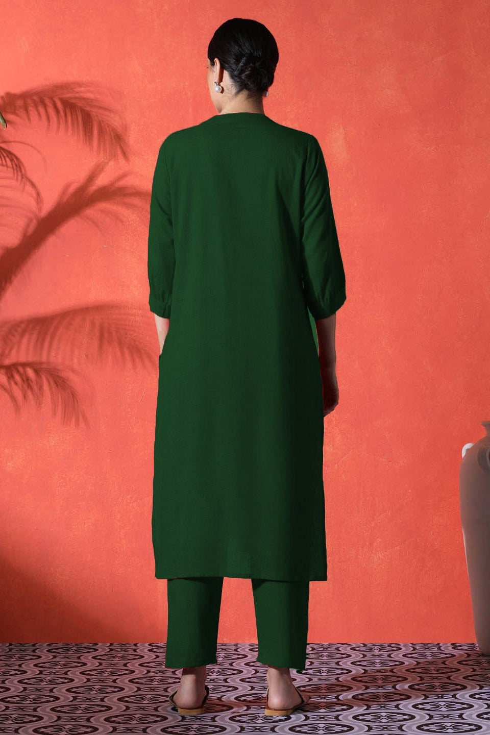 green suit with white heart print on cotton Co-Ord Set - Vastra Gehna