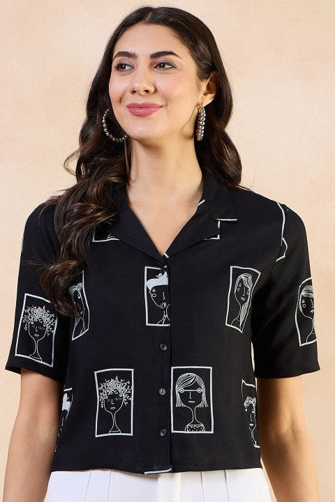 Our elegant black printed kurta wih plazzo co-ord set - Vastra Gehna