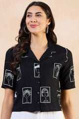 Our elegant black printed kurta wih plazzo co-ord set - Vastra Gehna