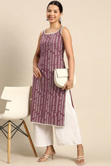 Our elegant purple printed kurta wih plazzo co-ord set. (Copy) - Vastra Gehna