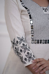 elegent white embroidary Cotton Co-Ord Set - Vastra Gehna