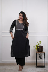 elegent black Cotton Co-Ord Set - Vastra Gehna