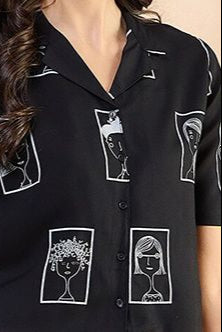 Our elegant black printed kurta wih plazzo co-ord set - Vastra Gehna