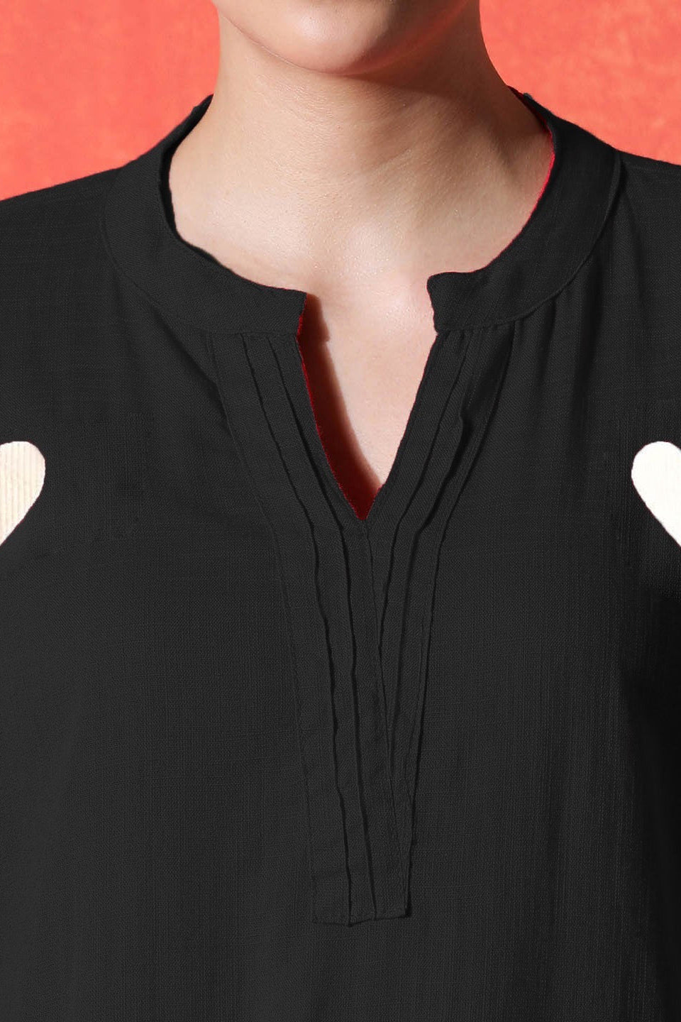 black; suit with white heart print on cotton Co-Ord Set (Copy) - Vastra Gehna