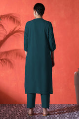 navy blue suit with white heart print on cotton Co-Ord Set - Vastra Gehna