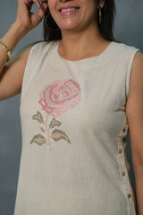 off white floral Embroidered Cotton Co-Ord Set (Copy) - Vastra Gehna