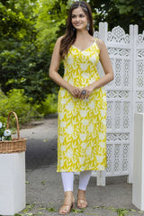 Our elegant yellow floral printed kurta wih plazzo co-ord set. - Vastra Gehna