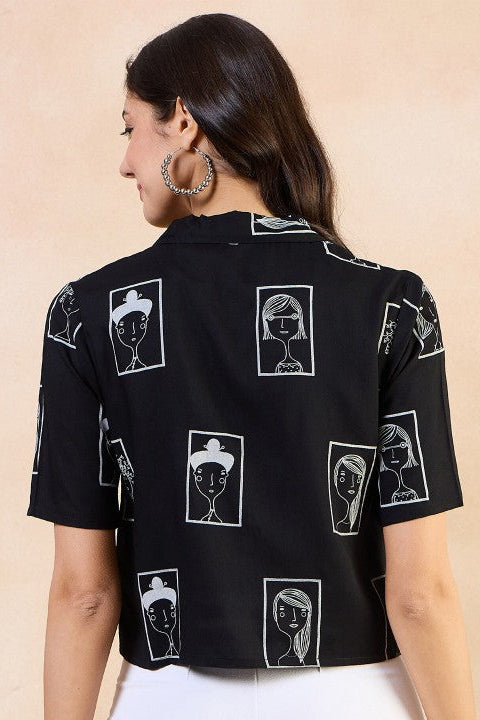 Our elegant black printed kurta wih plazzo co-ord set - Vastra Gehna