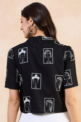 Our elegant black printed kurta wih plazzo co-ord set - Vastra Gehna