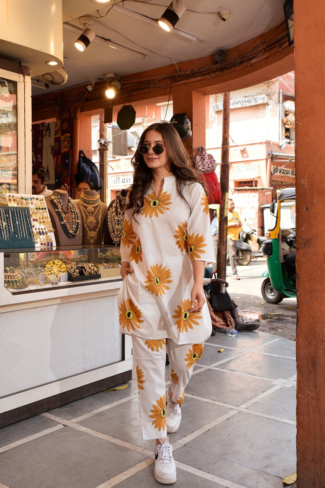 sunflower print on cotton Co-Ord Set - Vastra Gehna