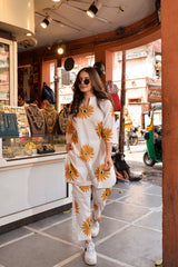 sunflower print on cotton Co-Ord Set - Vastra Gehna