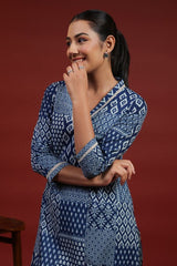 Our elegant blue printed kurta wih plazzo co-ord set - Vastra Gehna